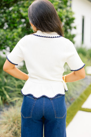 Take A Moment White Sweater Top