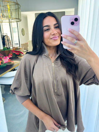 Stay With Me Silk Top - Mocha - Instyle Boutique