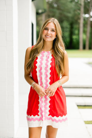 Good Luck Charm Red Ric Rac Dress ~FINAL SALE~