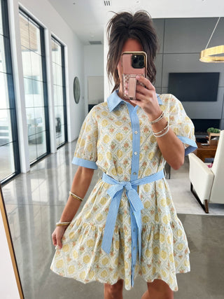 Chartreuse Charm Mix Dress - Instyle Boutique