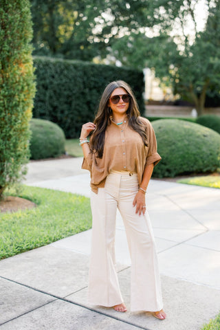Camel & Collected Button Up Top - Instyle Boutique