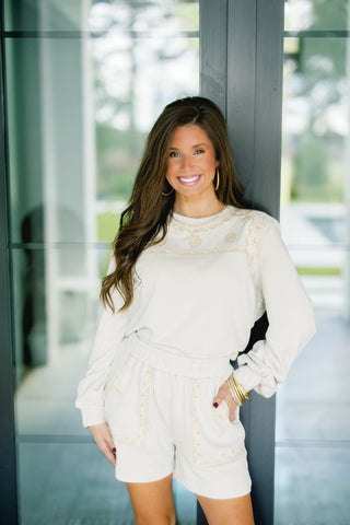 Evie Embroidered Sweatshirt Set ~DEAL OF THE DAY~ - Instyle Boutique