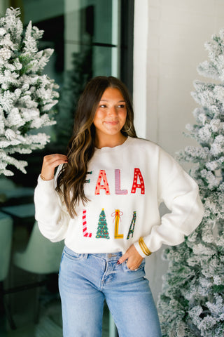 Fa La La La Embroidered Sweater