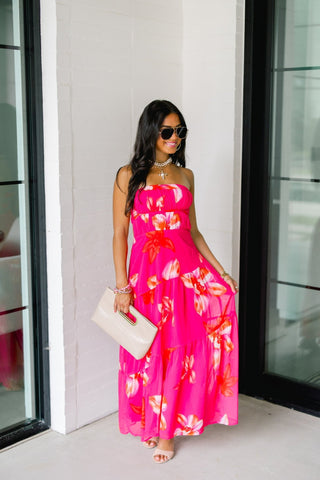 Hibiscus Horizon Midi Dress - Instyle Boutique
