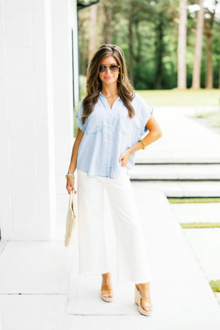 Everyday Moments Button Up Shirt- Denim
