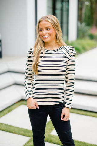 Neutral In Stripes Top