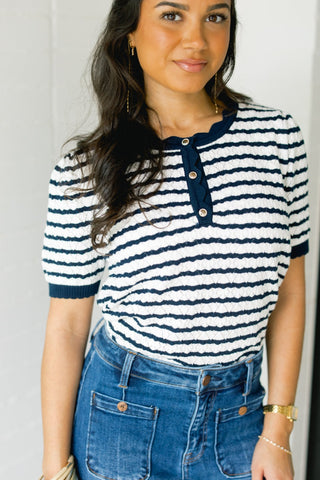 Star Of The Show Navy Sweater Top - Instyle Boutique