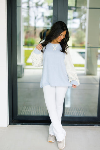 Sweet Blue Colorblock Thermal Top - Instyle Boutique
