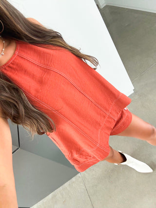 Elevated Style Rust Shorts Set