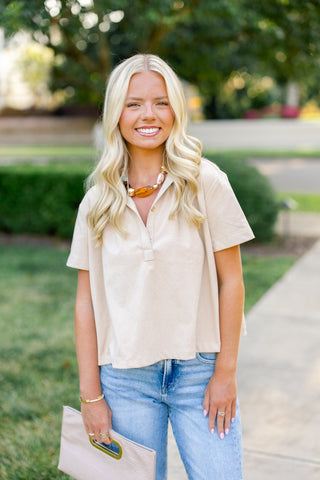 The Sahara Suede Short Sleeve Top