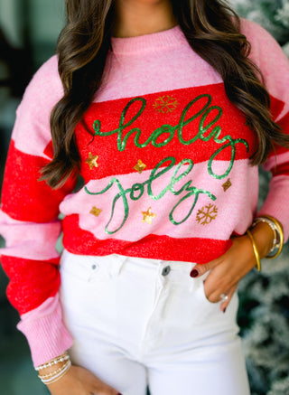 Holly Jolly Sequin Striped Sweater