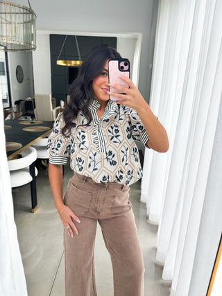 Secret Gardens Cream Embroidered Top