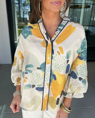 Call Me Later Yellow Printed Top - Instyle Boutique