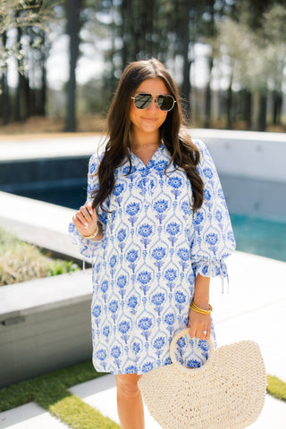 Floral Frolic Dress - Blue - Instyle Boutique