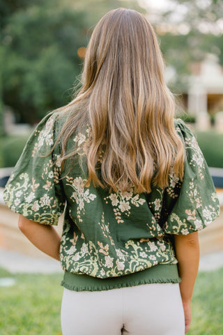 The Harvest Bloom Top-Olive