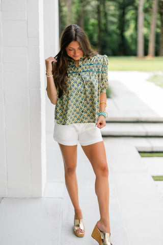 Botanica Print Button-Front Top