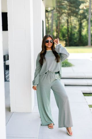 Casual Cutie Green Striped Set