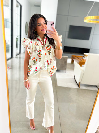 Blooming Meadow Ruffle Sleeve Top