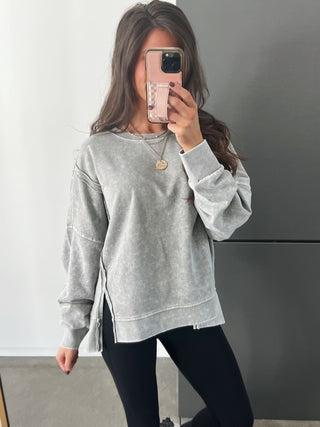 Waverly Washed Grey Top - Instyle Boutique