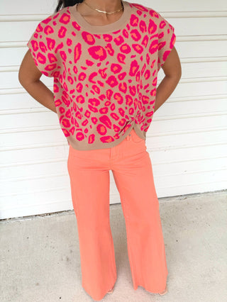 Coral Cuteness Wide Leg Jeans - Instyle Boutique