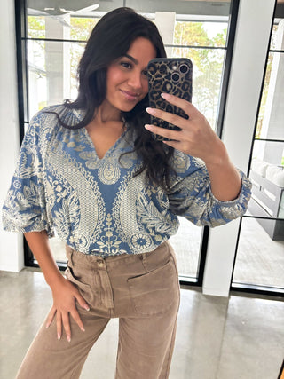 Velvet Whisper Blue Burnout Top - Instyle Boutique