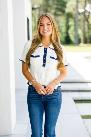 Take A Moment White Sweater Top