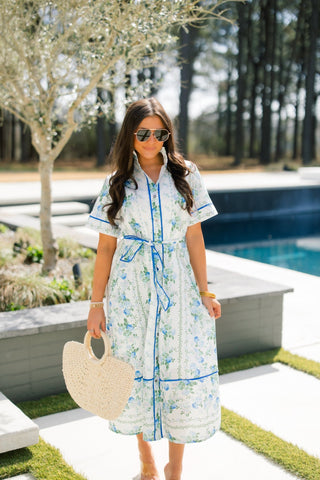 Wisteria Path Blue Floral Dress - Instyle Boutique
