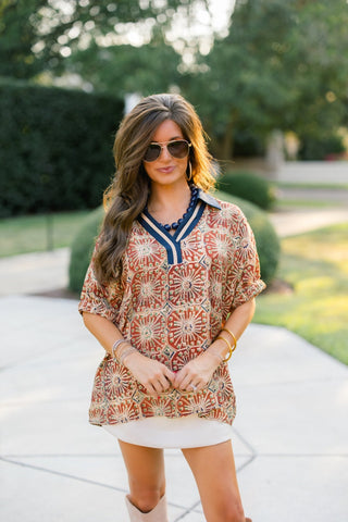 Mosaic Sun Printed Top - Instyle Boutique