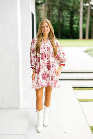 Believe Me Burgundy Floral Dress