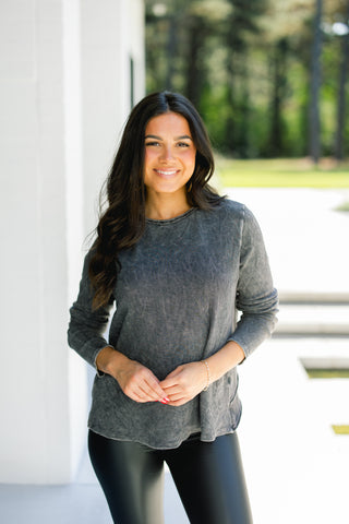 Made For More Mineral Wash Open Back Top-Black