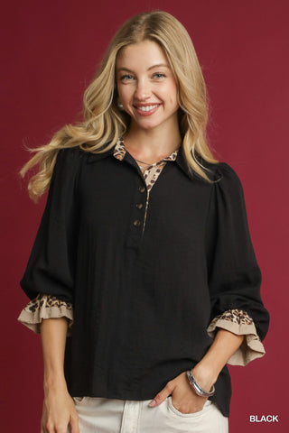 City Chic Black Leopard Top