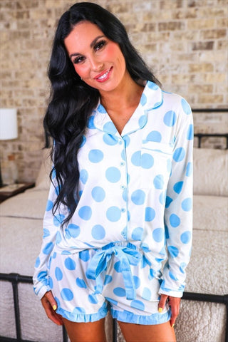 Blue Polka Dot Pajamas ~PREORDER~ - Instyle Boutique