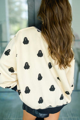 "BOO" Mock Neck Pullover