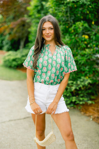 Fantasy Floral Green Top ~FINAL SALE~