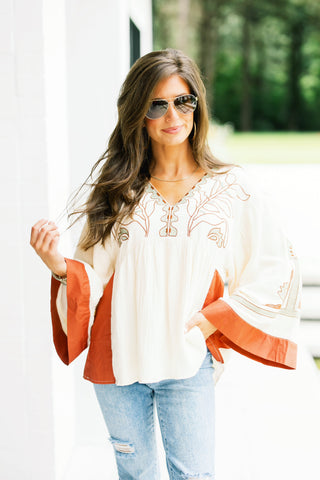 Natural Day Embroidered Top