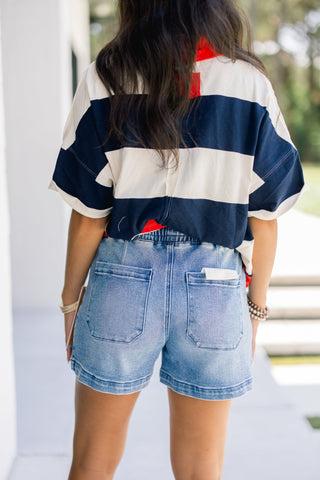 Star-Spangled Denim Shorts - Instyle Boutique
