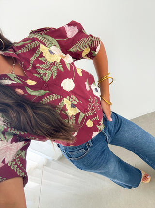 Guard Your Heart Floral Top- Burgundy