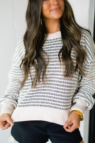 Black Two Tone Textured Sweater - Instyle Boutique