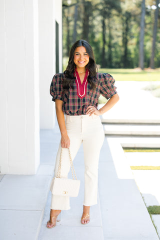 Pretty In Plaid Navy Top