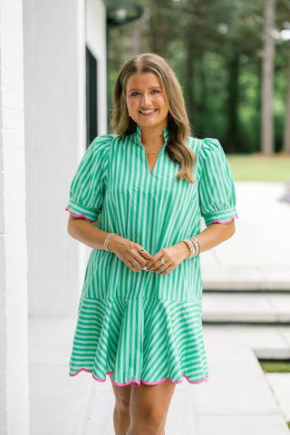 Speak Now Green Striped Dress - Instyle Boutique