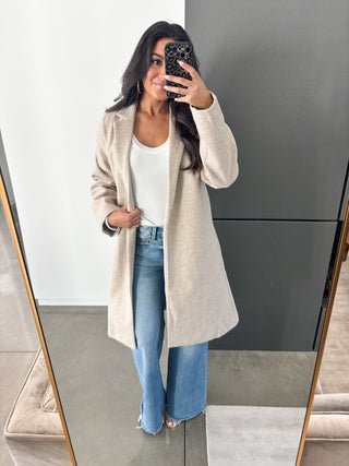 Juliette Taupe Midi Coat - Instyle Boutique