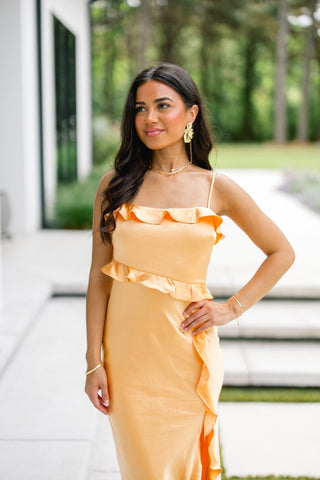 Apricot Breeze Ruffle Maxi - Instyle Boutique
