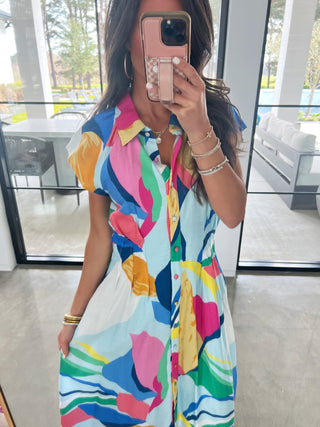 Color Me Happy Button Front Midi Dress - Instyle Boutique