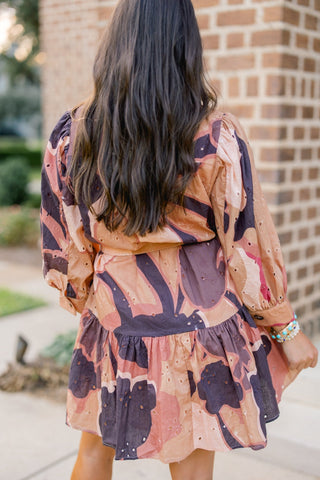 Brown Blossom Eyelet Dress - Instyle Boutique