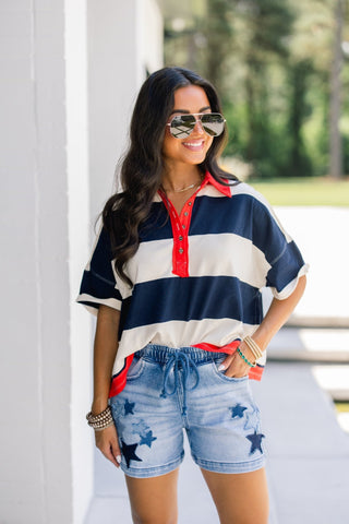 Star-Spangled Denim Shorts - Instyle Boutique