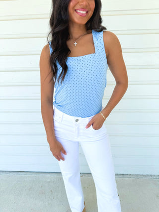 Bailey Blue Polka Dot Tank - Instyle Boutique