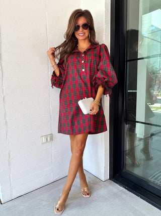 Holiday Vibes Red Plaid Dress