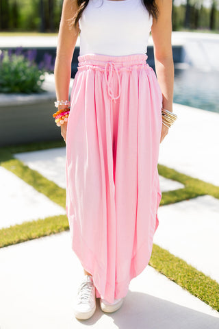 Beachfront Flowy Pants-Pink