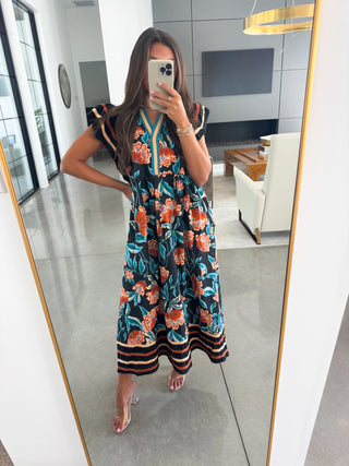 Bold Floral Black Printed Dress