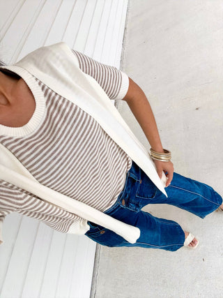 Casually Chic Ivory Striped Sweater Top - Instyle Boutique